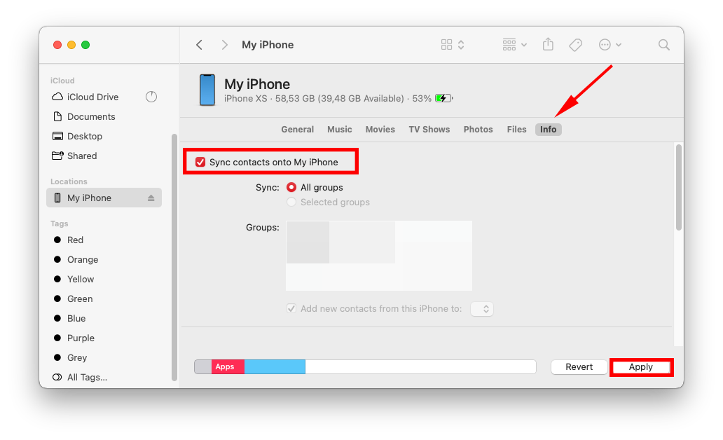 transfer contacts from iphone to mac using finder