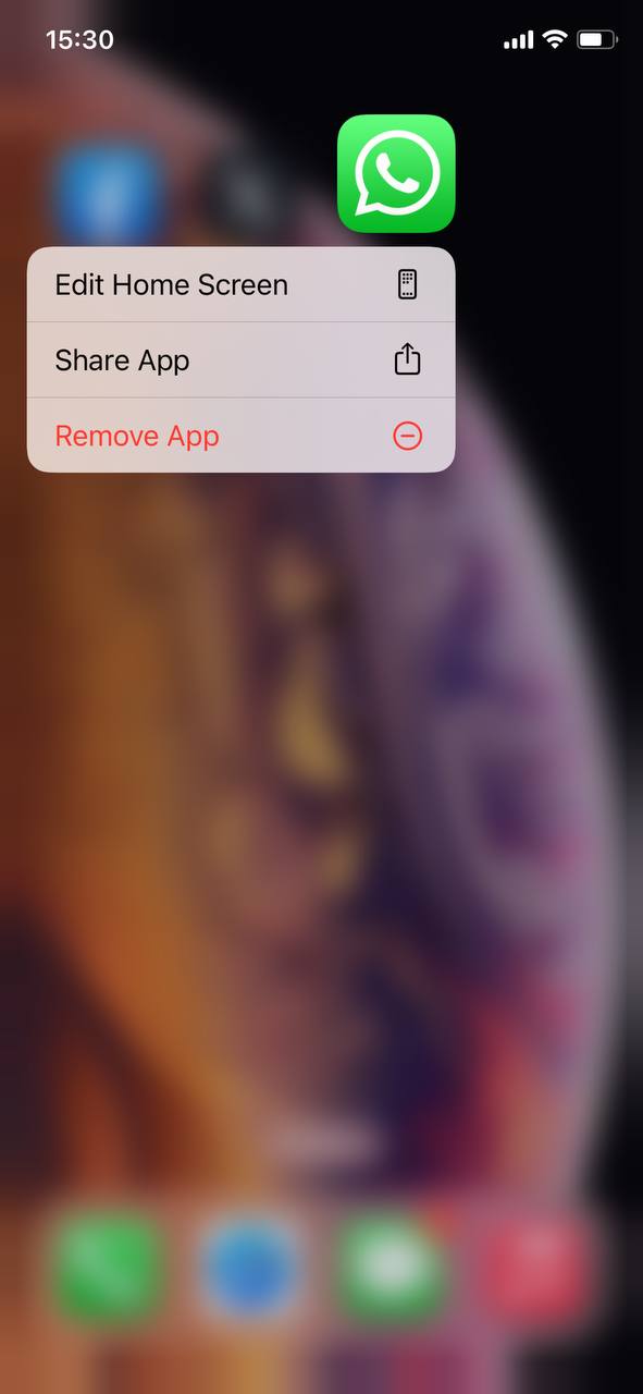 hold the whatsapp icon until a menu appears